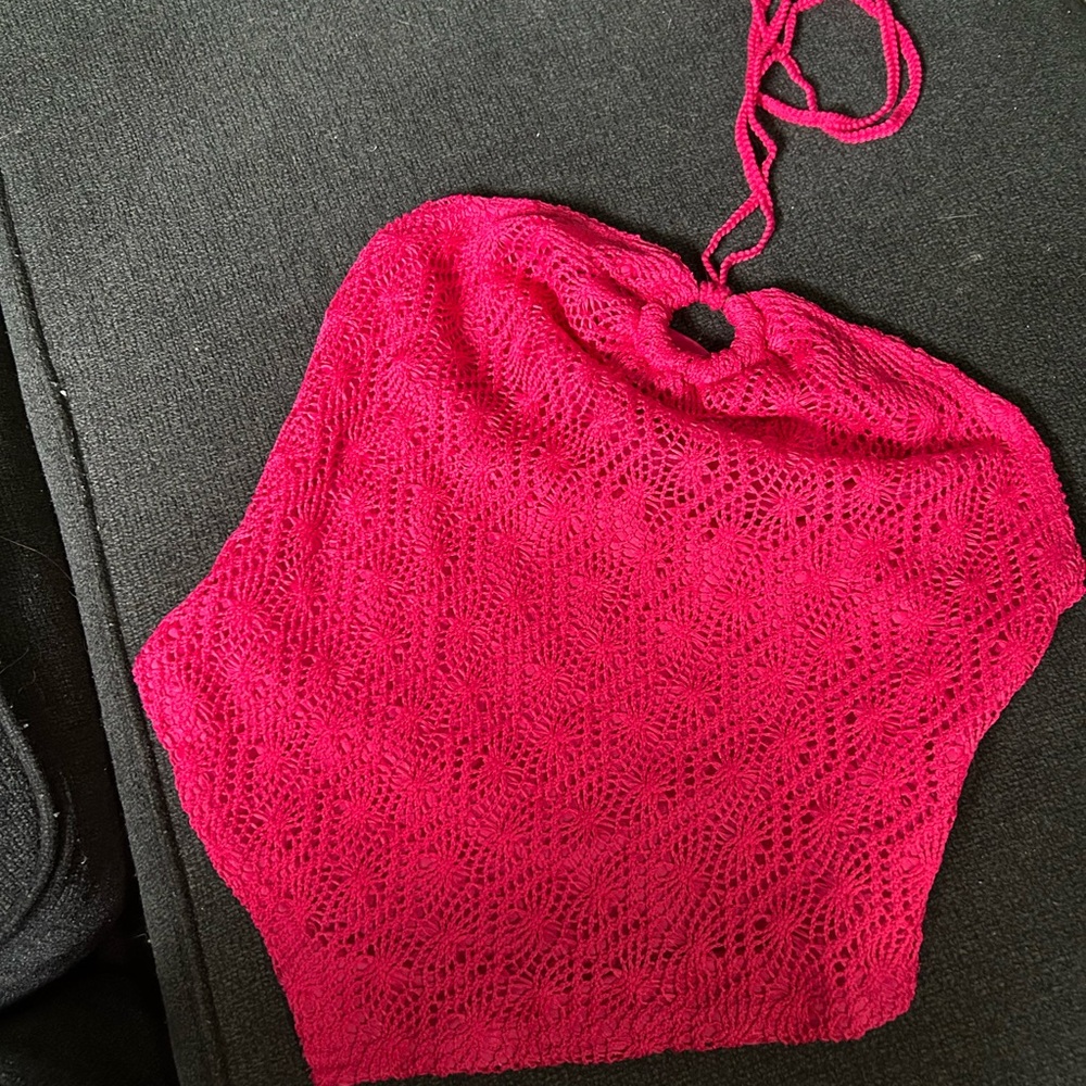 Elegant Pink Women's Halter Neck Tank Top